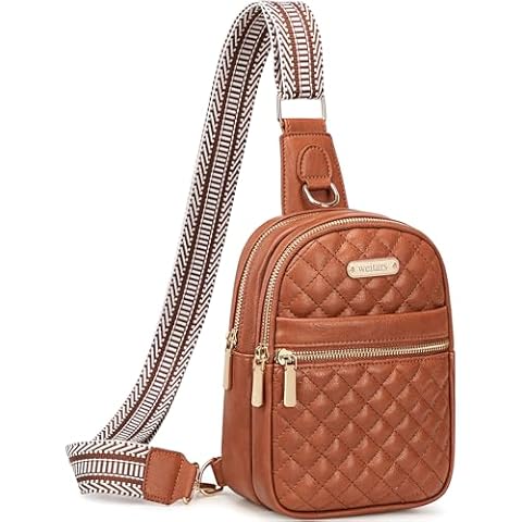 Weitars Small Sling Bag for Women Leather Crossbody Bags Fanny Packs for Women Belt Bag Fashion Waist Packs Chest Bag for Travel Sport (Brown) Cover