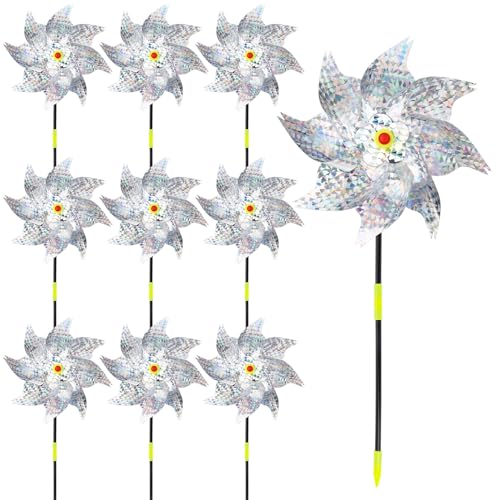 10 Pcs Reflective Bird Scarer Windmill 52cm Outdoor Bird Deterrent for Garden Balcony and Crop Protection