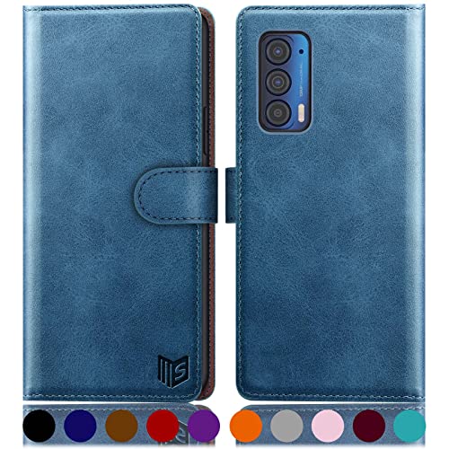 Étui Motorola Moto Edge 2021 SUANPOT - Portefeuille Bleu Ciel avec Anti-RFID