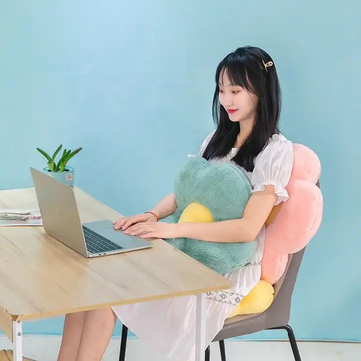 Image of RVA Flower Floor Pillow Flower Plush Throw Pillow Flower Shape Cushion for Reading, Room, Watching TV Sofa Cushions Set, Cushions for Sofa, Cushion Pillow for Bed, Car, Office (Pack of 2) (Pink)