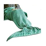 NOVA HomeTex Adults Knitted Mermaid Tail Blanket, Crochet Throw Sofa Sleeping, 180 cm, Green