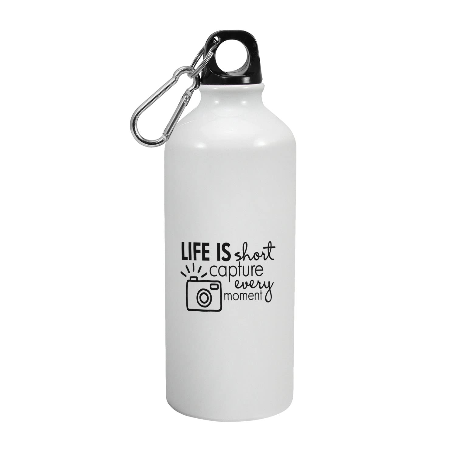 LMV Aluminium Sipper Bottle, Photography Series, Life is Short Capture Every Moment, Gift for Photographer, Editor, Composter, Gift for Artist, Unique Gift, Printed Bottle, 3353-AB-600