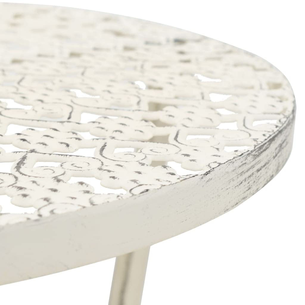 vidaXL Table de Bistro Style Vintage Ronde Métal Blanc Table de Bar Cuisine
