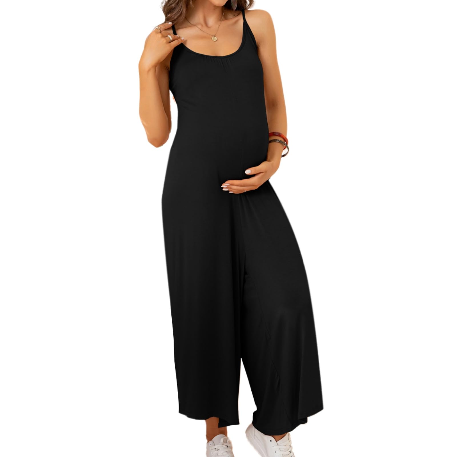 Xpenyo Maternity Cami Jumpsuit, Women's Loose Wide Leg Overall Jumpsuits Pregnancy One-piece Pants