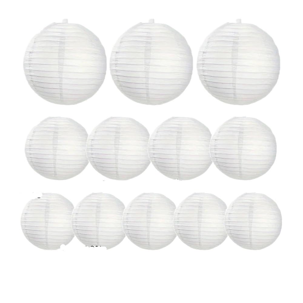 24pcs Round Chinese Paper Ball Lampion Hanging White Wedding Decoration Paper Lantern Lampshade Birthday Party Favor Decor