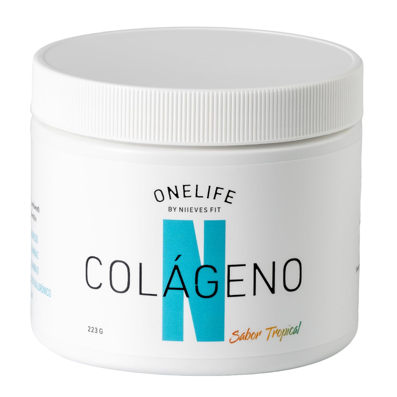 Colágeno Marino Hidrolizado - ONELIFE BY NIIEVES FIT - Sabor Tropical con Ácido Hialurónico, MSM, Magnesio, Vitamina C y D - Free Gluten - 223 gr