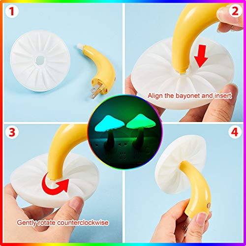 6 Pcs 7 Color Change Plug Light Sensor Wall Lamp Led Mini Magic Mushroom Night Lights For Kids Adult (Water Plants, Lotus Leaves, Mushroom) #TOP5