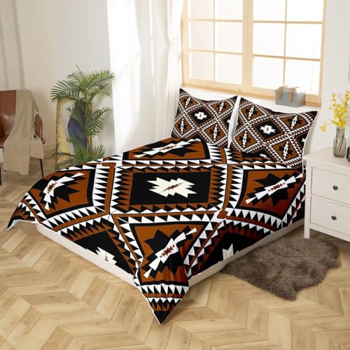 Homewish Aztec Bohemian Bedding Set Double 3 Pieces, Boho Southwestern Duvet Cover with Black Reverse - Image 3