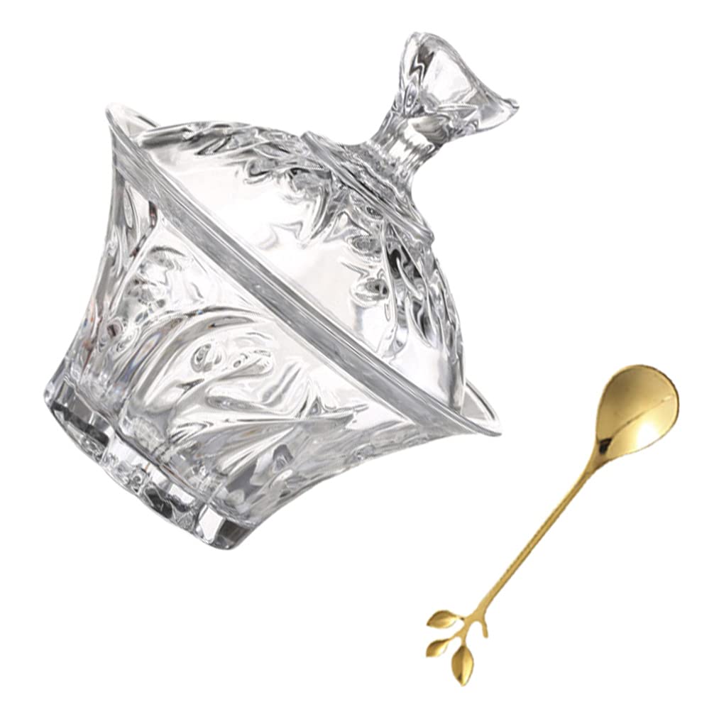 DOITOOL 1 Set Bird's Nest Cup Candy Jars for Candy Buffet Clear Container with Lid Glass Terrarium with Lid Dessert Cups Glass Multipurpose Tableware Stainless Steel Creamer Jar Delicate