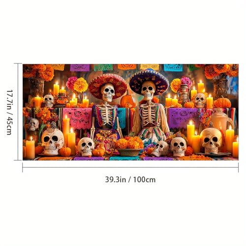 Vinilo Decorativo HOMETITUTE Día de Muertos 39.3 x 17.7 pulgadas miniatura 3