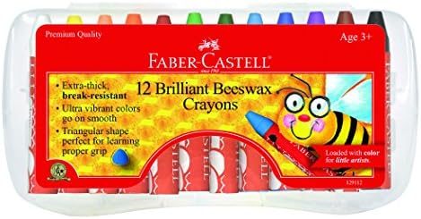 Faber-Castell Beeswax Crayons in Durable Storage Case, 12 Vibrant Colors