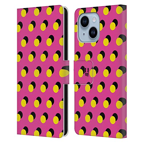 Étui portefeuille iPhone 14 Plus cuir avec fentes cartes motif pois