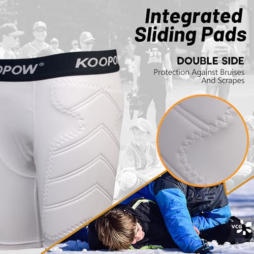 KOOPOW Youth Boys Padded Sliding Shorts Slider Pad with Soft Protective Athletic Cup for Baseball, Football, Lacrosse3