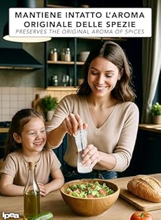 IPEA Macinapepe Manuale Trasparente per Pepe, Peperoncino e Sale - Altezza - Piccolo Macina Pepe Classico da Cucina con Smerigliatrice in Metallo per Macinare Spezie, Cumino, Sesamo