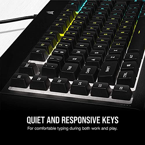 Image of Corsair K55 RGB PRO Membrane Wired Gaming Keyboard - QWERTY US Layout, IP42 Dust and Spill-Resistant - 6 Macro Keys with Elgato Integration - iCUE Compatible - PC, Mac, Xbox - Black