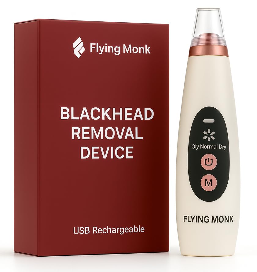Image of Flying Monk Blackhead Remover, USB Rechargeable Pore Vacuum, Comedone Extractor with Strong Suction, Facial Deep Cleansing Device for Oily Normal Dry Skin