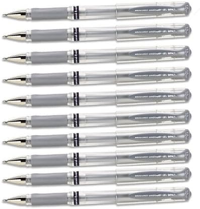 60758 Uniball Gel Impact Pen, 1.0 mm, Metallic Silver, 10 Pens Per Order