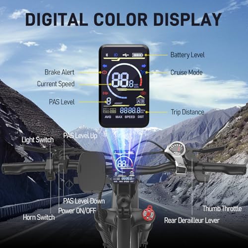 EDIKANI 26″ Electric Bike for Adults, Peak 1500W 34MPH Fast