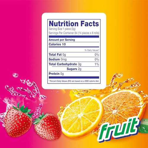 Image of Mentos Chewy Mint Candy Roll, Fruit, 14 Pieces Per Roll (Pack of 1)