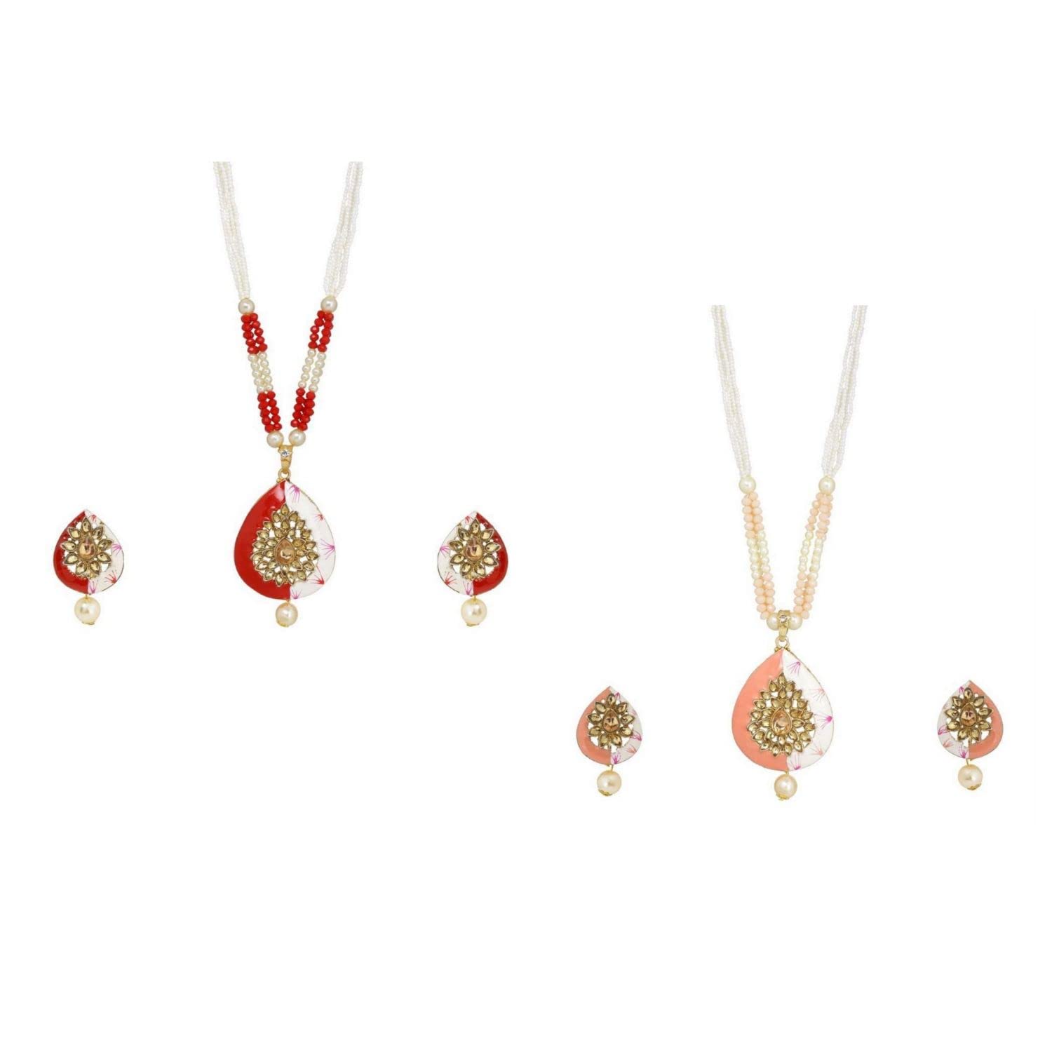 Efulgenz Indian Bollywood Antique Vintage Gold Plated Wedding Faux Pearl Strand Pendant Choker Collar Necklace Earring Jewelry Set