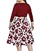 Plus Size Work Dresses A Line Fall Red Floral Church Fit Flare Pockets Work Office Midi Casual Business Dress