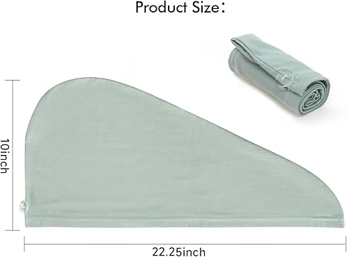 Miniatura 3 de Envoltura de secado para camisetas, sin encrespamiento, suave, ligera y flexible, turbante de secado de cabello, toalla de secado suave con botón,