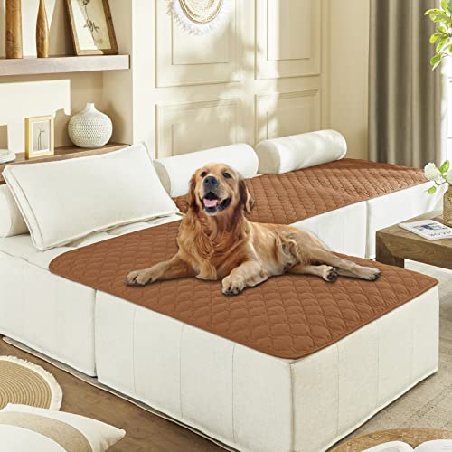Image of gogobunny 100% Double-Sided Waterproof Dog Bed Cover Pet Blanket Sofa Couch Furniture Protector for Puppy Large Dog Cat, Reversible (40x50 Inch (Pack of 1), Dark Pumpkin /Light Pumpkin)