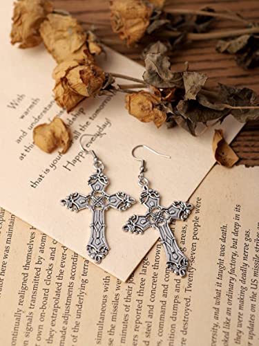 Sacina Gothic Cross Earrings, Zinc Alloy Cross Dangle Earrings, Goth Jewelry Gift for Women4