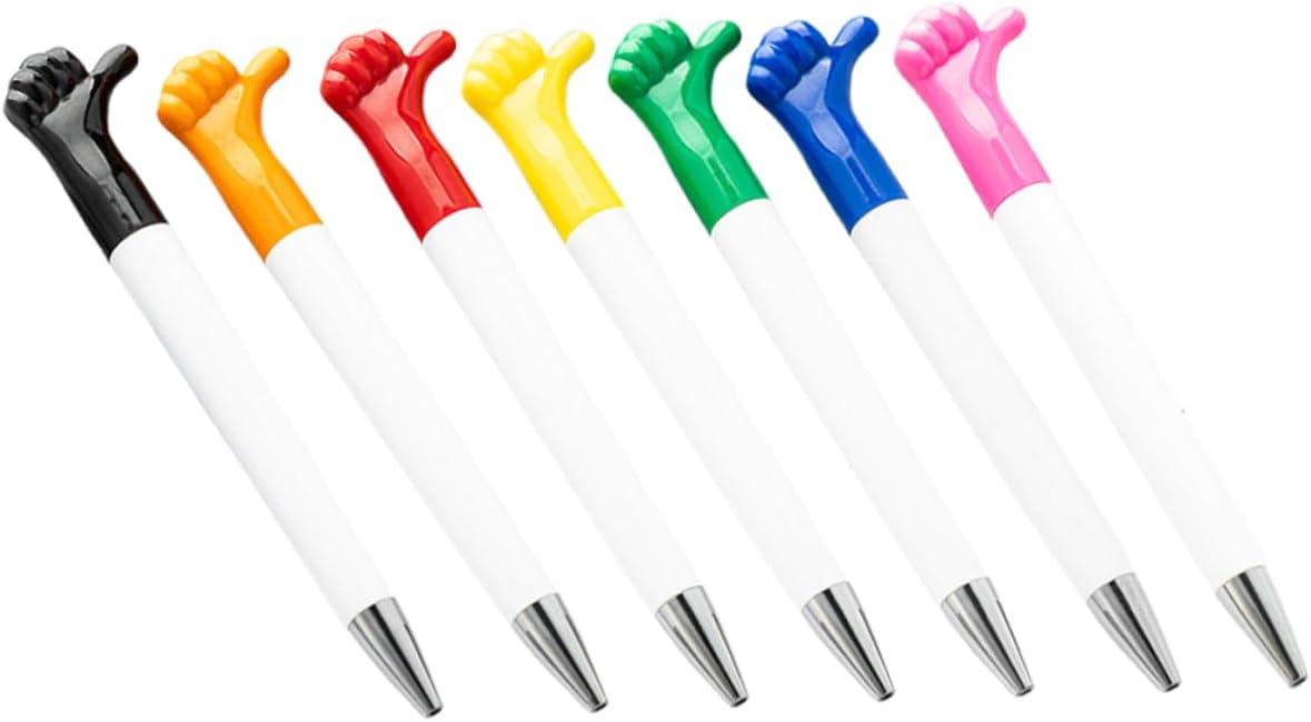 7Pcs Thumbs Up Decorative Ballpoint Pens Quirky Student Writing Tools Portable and Unique Design for School Office and Home Use Fun and Stationery