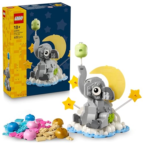LEGO Baby Elephant in the Sky - Building Set for Adults - Model Kit w/Animal Figure & Accessories for Room Decor - Newborn Baby Gift Idea for Parents - 40814
