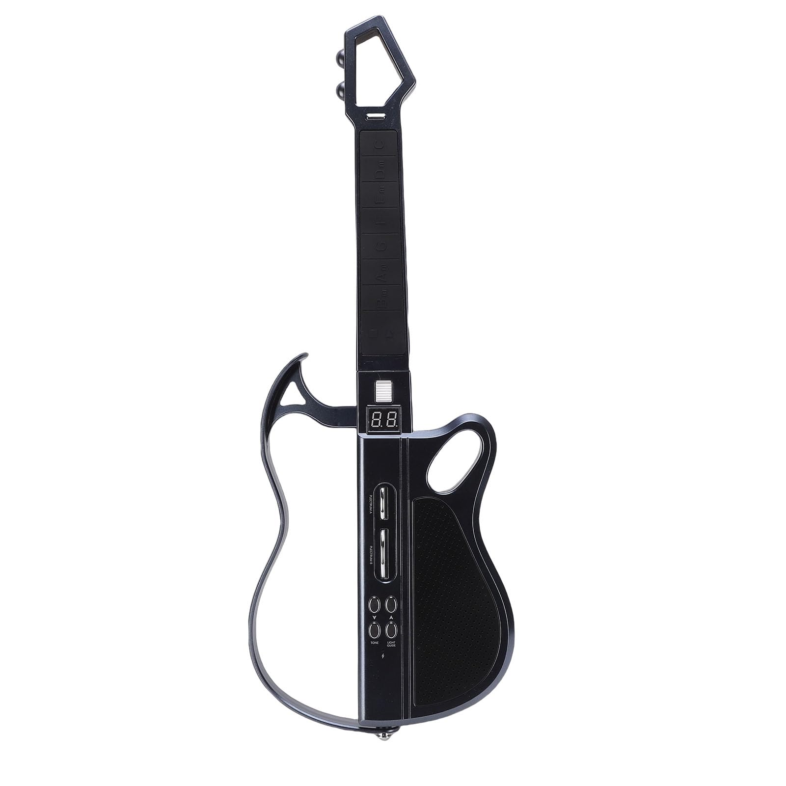 Diydeg Smart Guitar, Rechargeable Stringless Foldable Travel Backing Guitarra with LED Lights, Chord Generator Interactive Chord Sheets Bassline for One Man Band, for Adults Teens (Black)