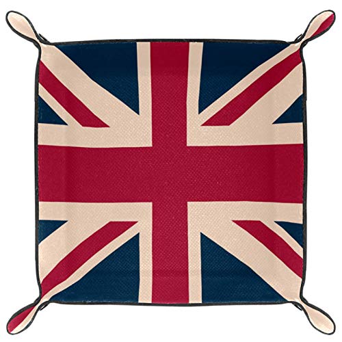 Mapotofux Women Girls Leather Square Dish Trinket Plate Jewelry Tray, I Love The Uk Vintage British Flag Mothers Day Birthday Gift, 20.5X20.5Cm #TOP1