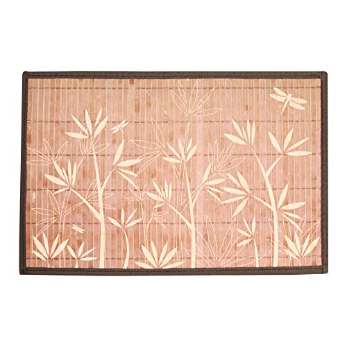 Mimo Style Lugar Americano de Bambu Marrom Floral 45x30 Para Mesa, Cozinha e Sala de Jantar
