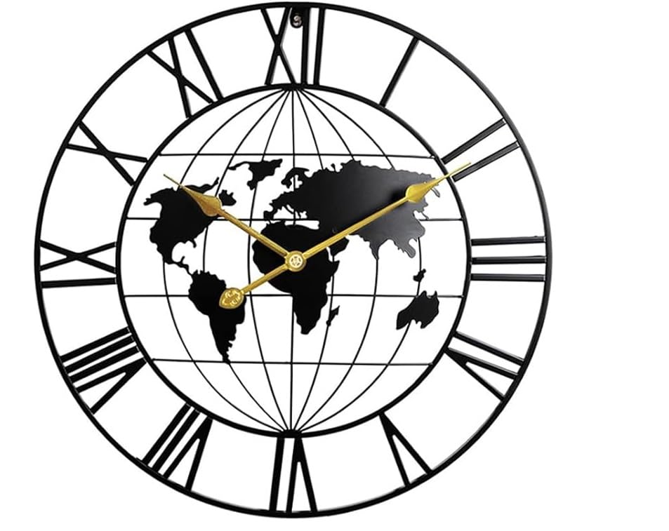 Image of PRAMUKH FASHION Wall Clock Stylish Metal Analog Wall Clock for Living Room, Bedroom, Office, Kitchen, Home and Hall | Antique Fancy Big Size Modern Wall Watch (DA-3 Black, 20 INCH)