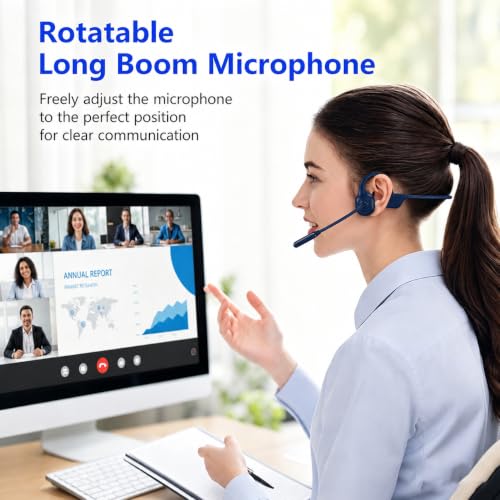 Image of Open-Ear Headphones with Noise-Canceling Mic, Bone Conduction Headphones | AI ENC Noise Cancellation, One-Click Mute, Magnetic Charging, Bluetooth 6.0, Dual Device Connection, for Drivers Learners