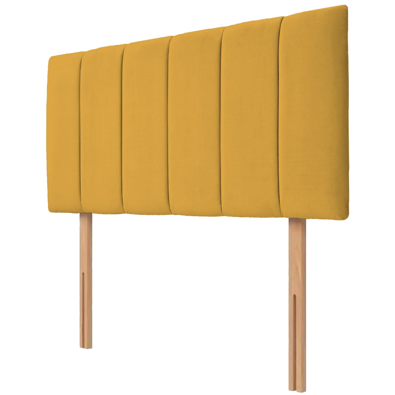 Kiswa collection Lined Bed Headboard | Plush Velvet Upholstered Headboard 20’’ Height | Extra Padded Lined with Wooden Struts for Divan Beds, Bedroom Furniture (Mustard, 4ft Small Double)