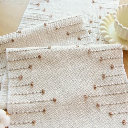 Image of FEXIA Boho Table Runner with Tassels 72 Inches Long for Home Decor Room Decor Farmhouse Rustic Macrame Table Runners for Dining Bedroom Bridal Shower(12x72 Inches)