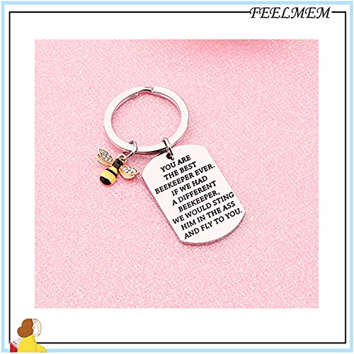 FEELMEM Beekeeper Gift The Bee Whisperer Gift You are The Best Beekeeper Ever Honey Bee Keychain Beekeeping Gift3