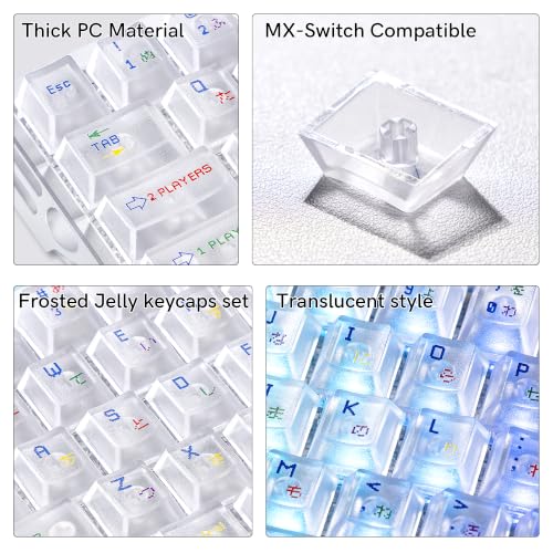 Image of dagaladoo White Clear Keycaps,Frost Jelly Key caps,Pixel Game