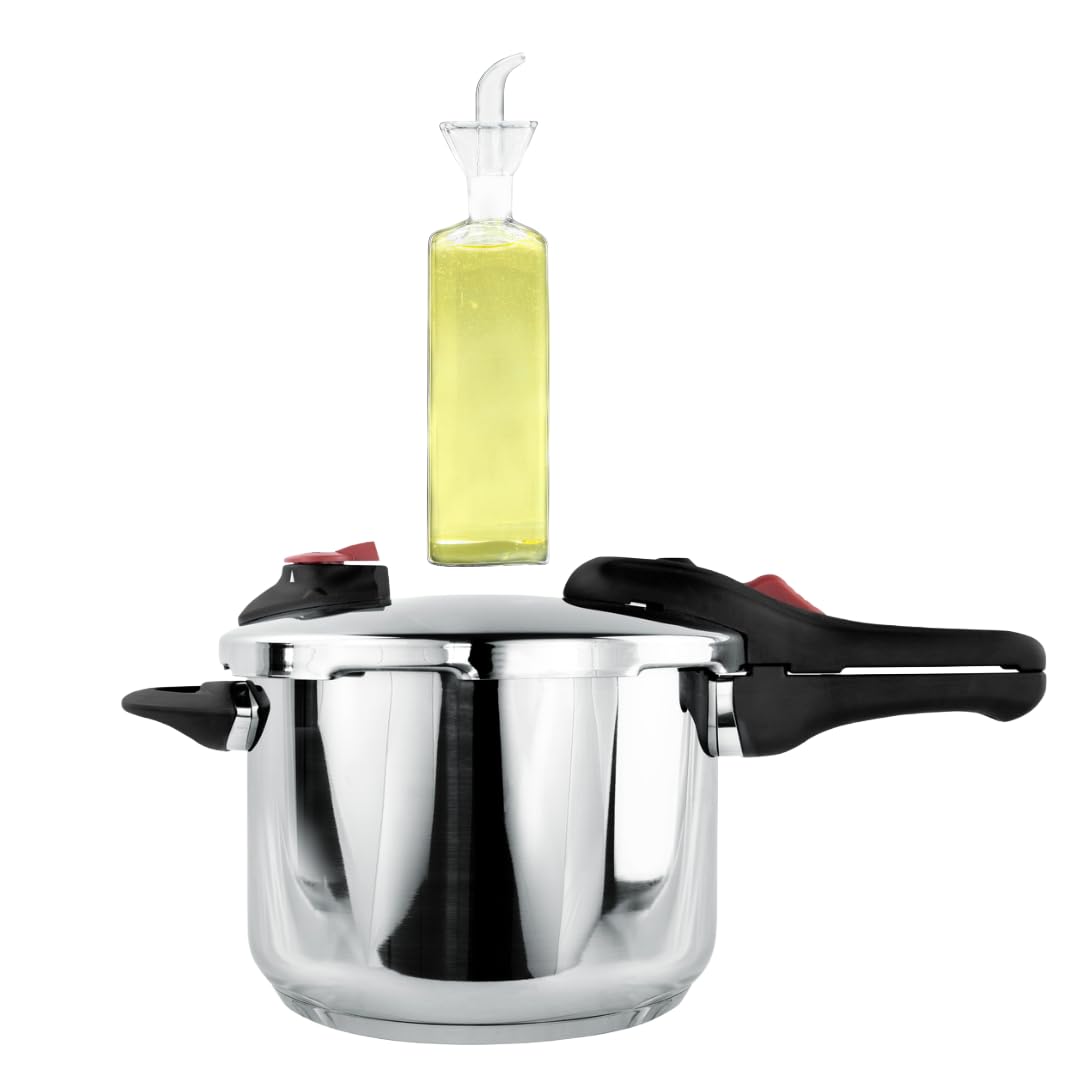 Nerthus FIH 1666 set olla presión con aceitera cristal antigoteo 500 ml cocina control aceite sin derrames