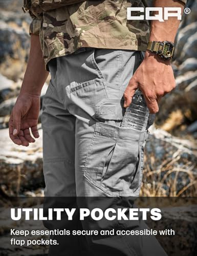 Image of CQR Men's Tactical Pants, Water Resistant Ripstop Cargo Pants, Lightweight EDC Work Hiking Pants, Outdoor Apparel