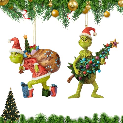 KBIBCK 2 Stück Grin-ch Weihnachtsschmuck, Weihnachtsbaumschmuck,...