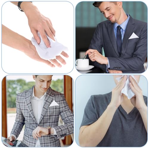 Piriuuo 3 Stück Weiße Herren Taschentücher, Taschentücher aus Bio-Baumwolle Stoff Taschentücher Herren 40 * 40 cm Weiches Taschentuch aus Reiner Baumwolle Kleine Einstecktücher für Frauen und Männer