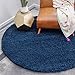 Unique Loom Solo Solid Shag Collection Modern Plush Navy Blue Round Rug (6' 0 x 6' 0)