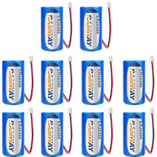 MEELER 10 PCS C Size 3.6V 9000mAh Lithium Battery for ER26500 with 2.54 White Plug