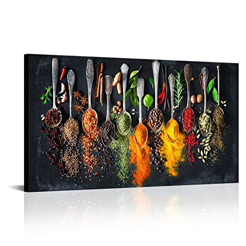 OuElegent Kitchen Canvas Wall Art Colorful Spices Herbs Seasoning...