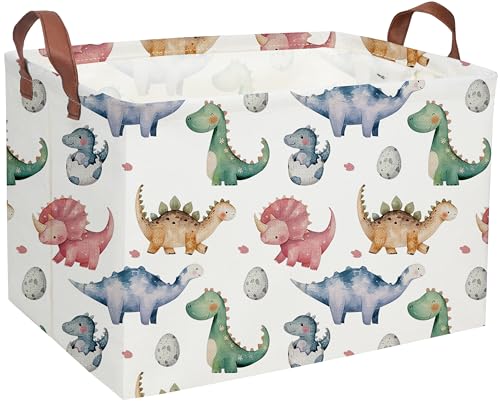 Image of Rectangular Dinosaur Basket,Kids Baskets.Dinosaur Bins for Boys, Cute Bins with Handles.Space Bin,Toys Box,Books Baskets,Gifts Bin. (Dinosaur basket)