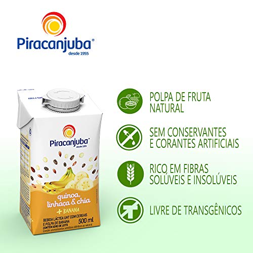 Bebida Láctea Quinoa Linhaça E Chia Sabor Banana Piracanjuba 500Ml