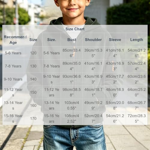 Boys Corduroy Knit Hoodie Sweatshirt Plain Zip Up Long Sleeve Jacket - image 4