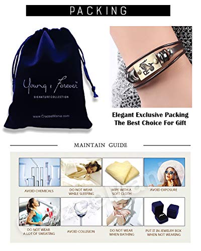 Image of Young & Forever Zodiac Sign Multi-Strand Genuine Leather Bracelet for Men & Boys - Adjustable Tribal Wristband with Antique Metal Charm